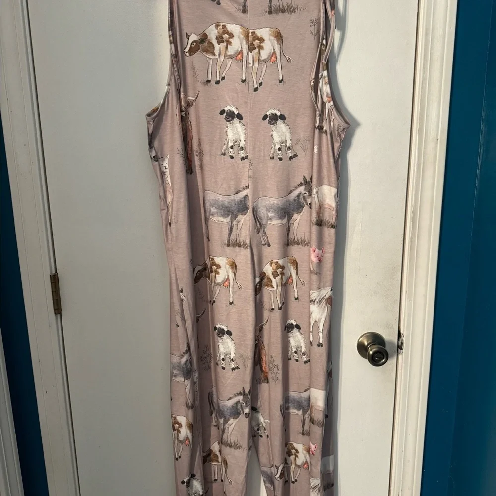 Women’s Farm Animal Print Jumpsuit - Picture 1 of 3